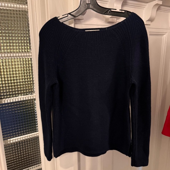 EVERLANE Women’s Navy Blue Wool Sweater Boat Neck Long Sleeve Sz M - Picture 2 of 9